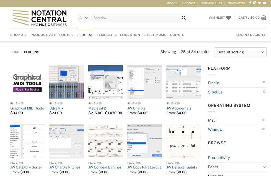 The Plugins section at NotationCentral.com
